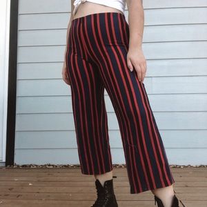 red, dark blue & black flare leg pant